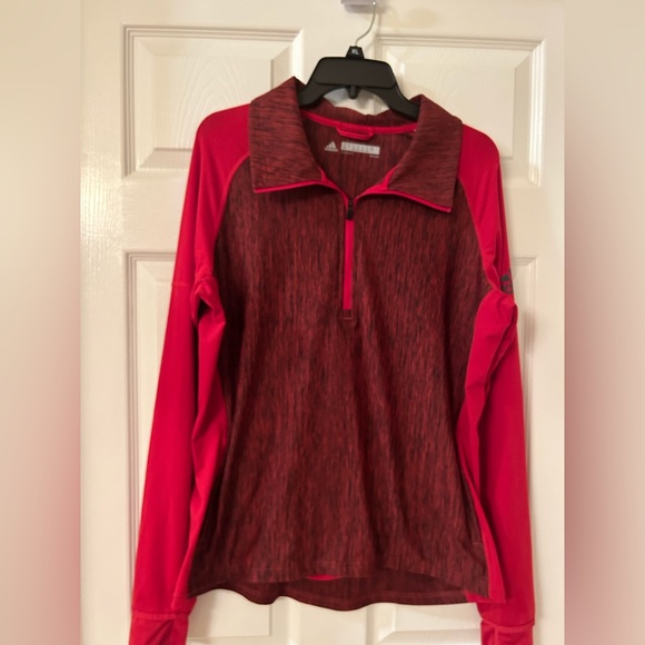 Adidas Climalite‎ Womens Red/Blk Half Zip Pullover Jacket Size XL - Picture 1 of 8